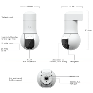 Cámara PTZ motorizada UVC-G5-PTZ con zoom óptico 2K, cámara domo UBNT Ubiquiti con movimiento motorizado de panorámica, inclinación y zoom W1414 - Product Image 3