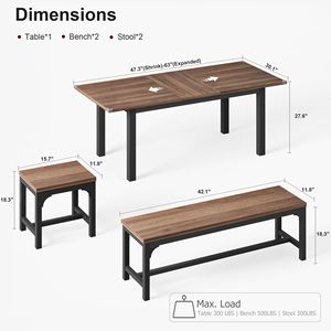 <span class=keywords><strong>Mesa</strong></span> de Comedor Extensible de Madera para 4-8 Personas, Diseño Industrial, Estructura Metálica Resistente, <span class=keywords><strong>Mesa</strong></span> Rectangular para <span class=keywords><strong>Cocina</strong></span>, Comedor, Muebles para el Hogar - Product Image 6