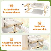 Hamac pour chat à fixer sur fenêtre, lit pour chat d'intérieur, cadre en bois réglable
