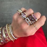 Gemnel Geriffelter Ring aus 925 Silber mit Rosa Saphir, Lapislazuli, Smaragd und Schwarzem Onyx für Alltäglichen Schmuck und zum Stapeln