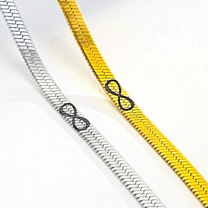 Nouvelle mode en acier inoxydable plat chaîne à chevrons longue Distance Couple Bracelet infini pour hommes femmes amoureux - Product Image 4