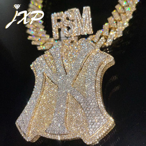 Pass <strong>Diamond</strong> <strong>Tester</strong> Customized Full Vvs Baguette <strong>Moissanite</strong> Engraved Logo Iced Out Grizzly Big Disc Pendant With Gra Certificate - Product Image 1