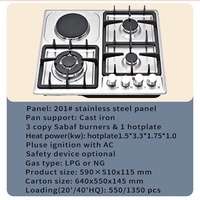 Table de cuisson à gaz et électrique 4 brûleurs de haute qualité, panneau en acier inoxydable, batterie solaire, manuel, économie d'énergie, chauffage rapide, utilisation en camping-car
