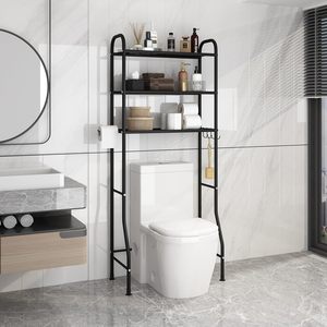 Meuble de rangement moderne sur pied en bambou naturel universel pour salle de bain, à placer au-dessus des toilettes, avec étagère d'organisation et <span class=keywords><strong>fixation</strong></span> anti-basculement - Product Image 4