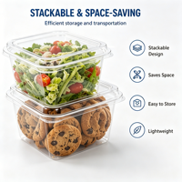 Emballages personnalisés jetables, recyclables, transparents, en plastique PET pour biscuits, gâteaux, pain, salades, tiramisu, emballages alimentaires avec couvercles