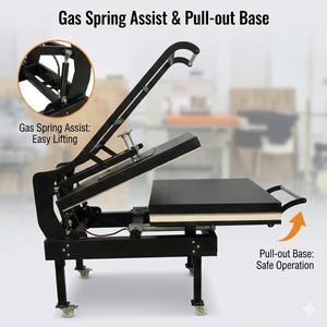 노동력 절약형 100x120cm 수동 열 프레스기 (가스 스프링 보조 및 풀아웃 플래튼 포함, 의류용) - Product Image 1