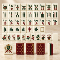 Ensemble de tuiles de mahjong en acrylique de luxe américain avec le blason du club Heritage et l'illustration Fleur de Lys pour la vente au détail, les cadeaux et la personnalisation de marque