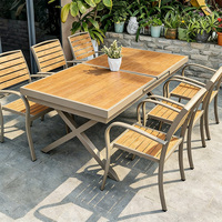Juego de Mesa de Comedor Extensible para Exteriores, con Estructura de Aleación de Aluminio, Resistente al Agua y a la Oxidación, Sillas Apilables para Jardín o Patio
