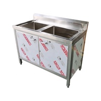 Kabinet Wastafel Dapur Besar Anti Karat Lapisan Pembersih Otomatis dengan Rak Pengering, Bahan Stainless Steel Harga Kompetitif
