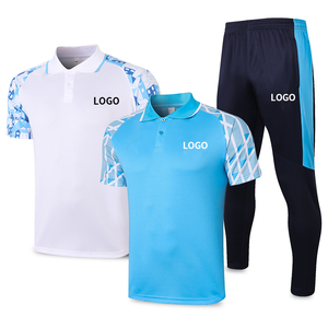 Tuta da corsa in poliestere personalizzata da uomo da allenamento da calcio T-shirt <span class=keywords><strong>Slim</strong></span> Fit a due pezzi + pantaloni tuta da calcio - Product Image 1