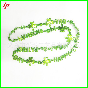 St Patrick's Day Shamrock Necklace Green <b>Plastic</b> Costume Accessory Party Decoration - Product Image 4