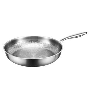 Stainless Steel Hammered <b>Frying</b> <b>Pan</b> 12 Inch Durable Round Non-Stick <b>Pan</b> For Steak <b>Egg</b> Cooking Household Use - Product Image 1
