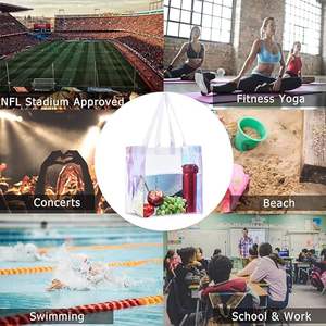 High Quality Hot Sports <b>Games</b> Work Safe Travel Holographic Pvc White Transparent Tote Bag With Custom Logo - Product Image 6