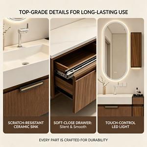 Conjunto de Muebles de Baño 90 Especial con Espejo Esmerilado, Muebles de Baño Modernos en Venta - Product Image 3