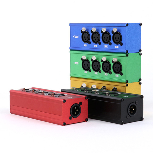 4 Channel Splitter XLR Stage Box Dmx 3Pin XLR 1xMale to 4xFemale XLR Audio Signal Extender for Live Stage,Audio Recording Studio