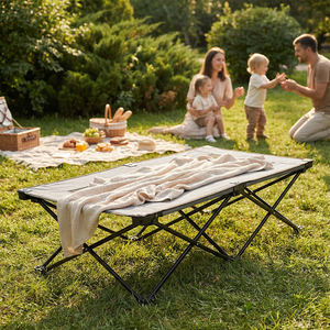 Lit de camping moderne pour tout-petits, pliable, surélevé, rafraîchissant, portable, en tissu Oxford léger, pour l'extérieur et les voyages - Product Image 1