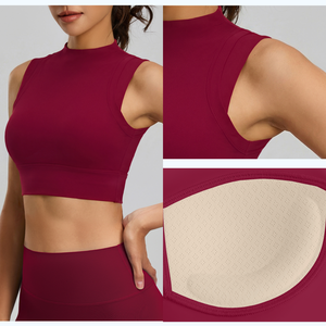 Petit débardeur de sport respirant à col montant, haute élasticité, antichoc, maintien élevé, pour le yoga et l'entraînement - Product Image 3