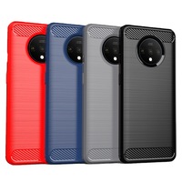 Coque arrière en TPU souple antichoc en fibre de carbone pour OnePlus 7T/8T/9RT, étui de protection avec coque en silicone texturé soie