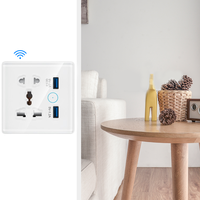 Stopkontak Dinding Pintar Wifi Tuya Dengan USB 5 Pin, Stopkontak Pintar Wifi Rumah Pintar, Kontrol Suara Alexa Google Home