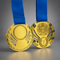 Médaille sportive personnalisée plaquée or avec emblème du Kazakhstan - Édition 1ère place - Fabricant Noble