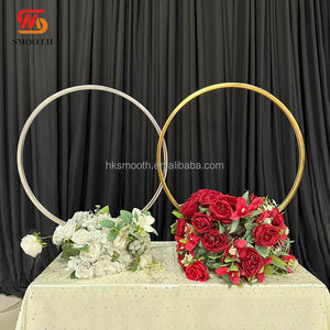 SMOOTH Wholesale Stainless Steel Gold <b>Ring</b> Round <b>Circle</b> Wedding Centerpiece Flower Stand - Product Image 2