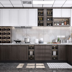 מודרני אקריליק גיליון בז 'צבע מטבח ארונות רהיטים קטנים סט שלם סט נייד הביתה מטבח pu מטבח יחידת pu מטבח ארונות - Product Image 6