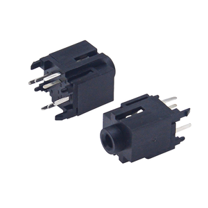 PJ-344 Conector de Audio Estéreo de 3.5mm, Montaje Horizontal de 7 Pines con Manguito Interno de Latón, 180 °   Conector de paso perforado - Product Image 1