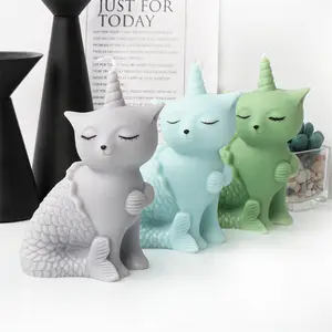 3D креативная форма для ароматерапии в виде животных «сделай сам», силиконовая форма в виде русалки, единорога, кошки, свечи
