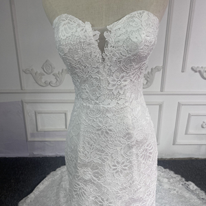 Robe de mariée sirène, col rond, épaules dénudées, broderie de perles, dentelle, robes de mariée 5836 - Product Image 2