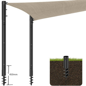 Poteaux de voile d'ombrage réglables <span class=keywords><strong>en</strong></span> acier robuste avec vis d'ancrage au sol <span class=keywords><strong>pour</strong></span> voiles d'ombrage de patio, de jardin et de piscine <span class=keywords><strong>en</strong></span> extérieur - Product Image 5