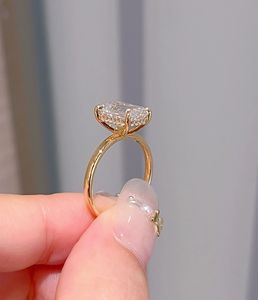 Anillo de Diamante de Laboratorio con Corte Esmeralda de 3 Quilates Xinfly, Anillo de Oro Amarillo de 18k, Color D, Diamante Certificado por IGI, Anillo de Compromiso y Boda - Product Image 5