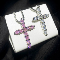 Collier croix rose prêt pour le dropshipping, pendentif en zircon pour les acheteurs de bijoux de couple