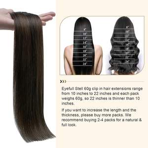 Extensiones de Cabello Remy Lanrui con Clip, Lisas Naturales, <span class=keywords><strong>Balayage</strong></span> Marrón <span class=keywords><strong>Castaño</strong></span> <span class=keywords><strong>Oscuro</strong></span>, Tejido Doble a Máquina Brasileño, Doble Trama - Product Image 6