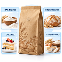 Sachet personnalisé en papier kraft sans fenêtre, scellé sur huit côtés, avec valve, pour mélange de poudre à pâtisserie, pour la vente au détail et en gros