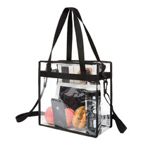 Sac fourre-tout transparent en PVC approuvé pour les stades, sac à main transparent avec sangle amovible pour concerts, événements sportifs, voyages et travail