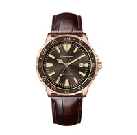 Miyota-reloj con bisel giratorio de 43mm para hombre, de zafiro automático japonés, BGW9 y C3, número luminoso, correa de cuero genuino, 9015