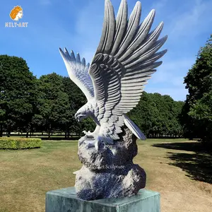 Statuettes d'aigle en marbre, sculptures d'animaux découpées de jardin, grande taille, en pierre, à vendre, livraison gratuite