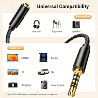TRRS 3,5mm Vergoldetes Aux-Audiokabel Verlängerungskabel Stecker auf Buchse Stereo-Klinkenstecker für iPhones iPads Telefone Tablets & Mediaplayer
