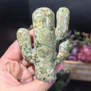 Prix d'usine Pierres <span class=keywords><strong>de</strong></span> quartz rose naturel, Agate mousse, Préhnite, Plante en cristal, Matériaux mixtes, Sculpture <span class=keywords><strong>de</strong></span> cactus pour cadeaux - Product Image 1