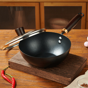 Mini Iron Wok With Non Stick Surface For Stir Fry Cooking 32 Cm Size - Product Image 1