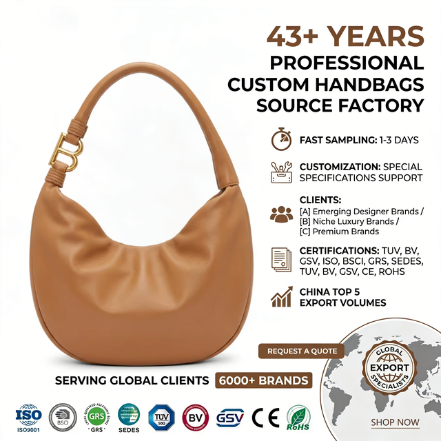 Luxury Caramel Brown Slouchy Hobo Bag Women Gold B Logo Crescent Shoulder Bag Custom Logo OEM ODM Factory Wholesale 2026