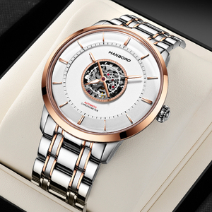 Reloj Mecánico Automático para Hombre Hengbao Luo, Correa de Acero Inoxidable de 24 mm, Cristal, Resistente al Agua 5 BAR, Diseño Hueco, Luminoso - Product Image 5