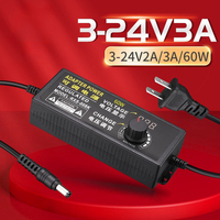 Adaptateur de chargeur universel à tension réglable AC/DC 3V-12V 9V 24V 2A 3A 5A avec affichage LED, alimentation régulée