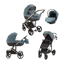 Kidilo Poussette haute trois-en-un pour nouveau-né Léger bidirectionnel pliable avec amortisseur Double panier