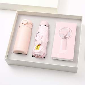 Ensemble Cadeau de Noël et de la Saint-Valentin de Haute Qualité pour Femmes : Tasse Isotherme, Mini Ventilateur et Parapluie – Personnalisable avec Logo – En Stock - Product Image 1