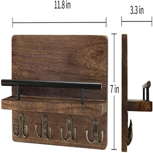 Organizzatore <span class=keywords><strong>da</strong></span> <span class=keywords><strong>Parete</strong></span> Moderno <span class=keywords><strong>in</strong></span> <span class=keywords><strong>Legno</strong></span> per Cucina con Mensola e Portachiavi - Product Image 6