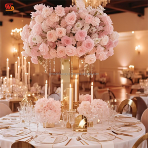 Top Dia 2 pies círculo redondo brillante oro inoxidable boda flores soporte evento MESA CENTRO DE MESA - Product Image 4