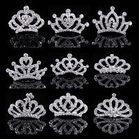 कस्टम क्रिस्टल लड़कियों राजकुमारी Tiaras पोशाक सामान कंघी मुकुट बाल क्लिप स्फटिक Tiaras और क्राउन के लिए छोटी लड़कियों