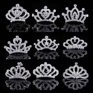 Diadema di cristallo personalizzato ragazze principessa diadema accessori Costume Mini diadema strass e corona con pettine - Product Image 1