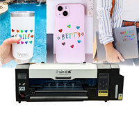 Set de Plóter de Impresión y Corte Mini de 30 cm, Máquina UV A3, Impresora Plana UV DTF para Calcomanías con Plóter de Tiras de Corte Automático